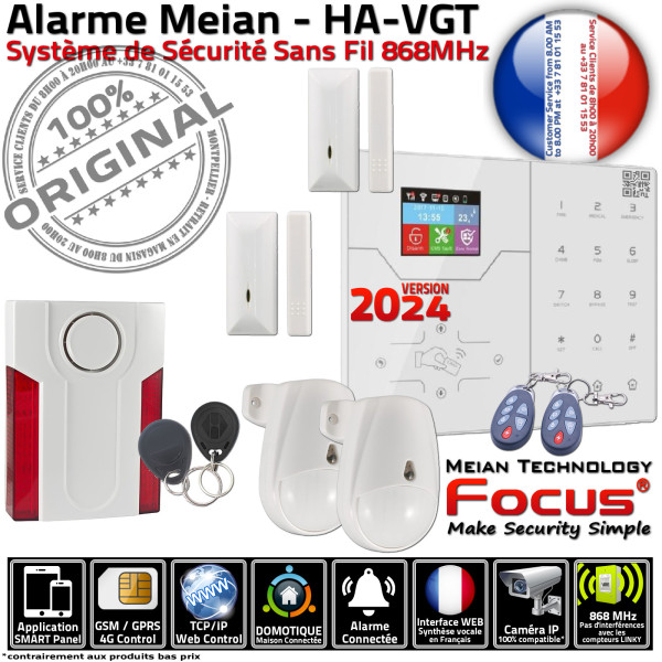 F2 ORIGINAL Focus ST-VGT Sirène GSM Salon FOCUS Chambre Pièce Mouvements Connecté Surveillance Détection Appartement Logement Al